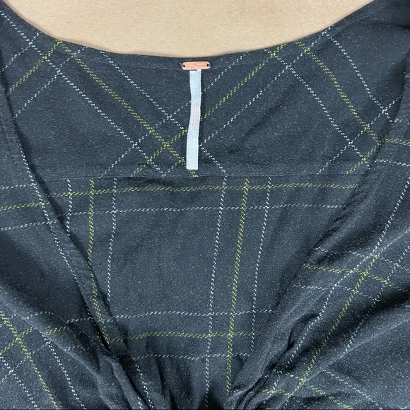 Free People Black Yellow Plaid Dress Size Large - Picture 3 of 4